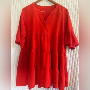 Red Tiered Ruffle Dress